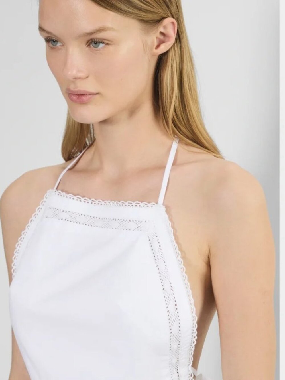 Aritzia Wilfred Winslow Poplin Halter Top NWT Crop Top Open Back White Sz Small - Picture 5 of 9